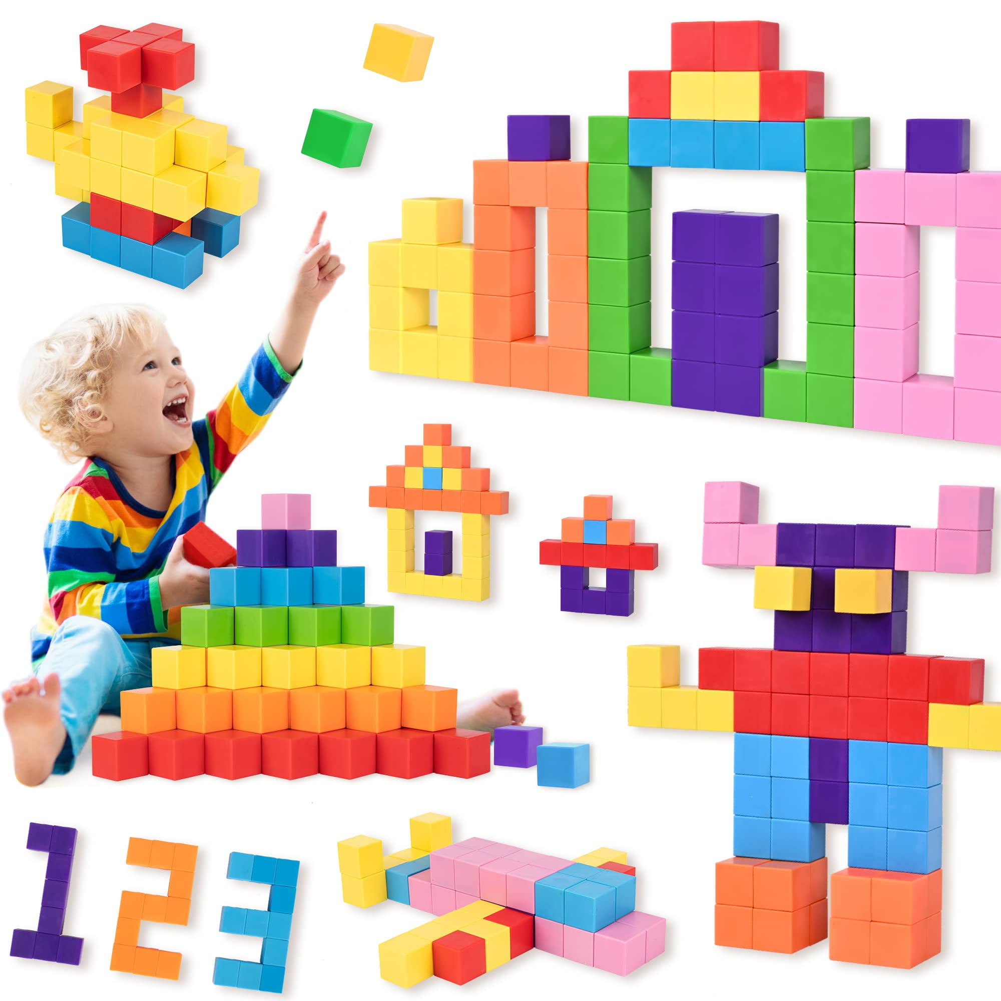 56PCS Blocks, 1 inch Cubes for Kids, Building Blocks