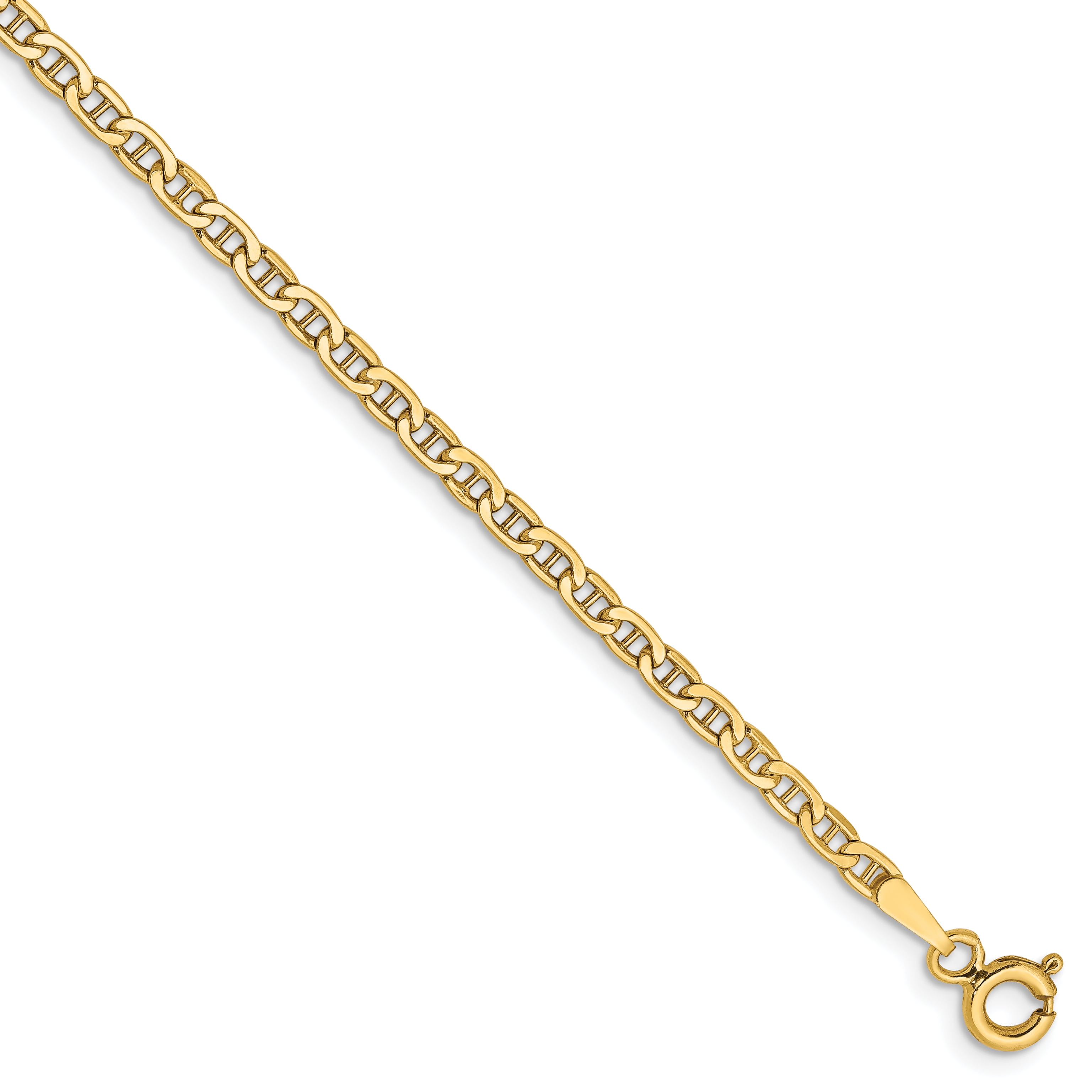 Beautiful Yellow gold 14K 14k 9in Polished Anchor Link Anklet