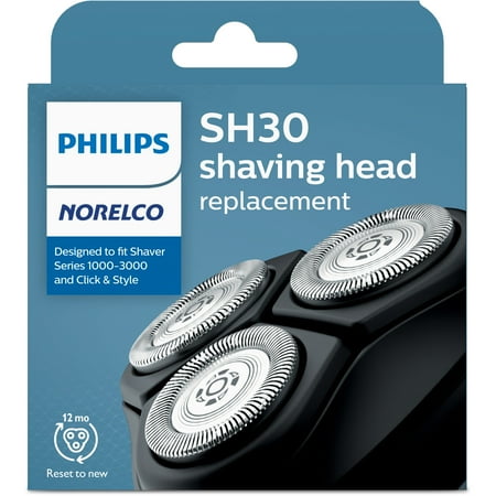 Philips Norelco Shaving Heads for Shaver Series 3000, 2000, 1000 and Click & Style, SH30/52 - Silver