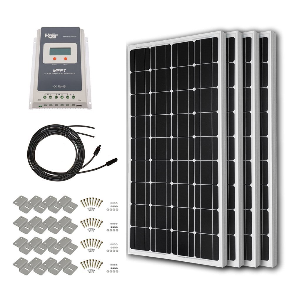 HQST 300 Watt 12 Volt Monocrystalline Solar Panel Kit with 30A NegativeGround PWM LCD Display