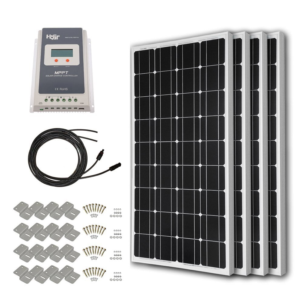 HQST 300 Watt 12 Volt Monocrystalline Solar Panel Kit with 30A Negative ...