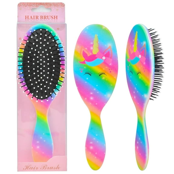 OlyPegic Kids Hair Brush Girls, Toddler Wet Dry Hair Brush, Detangling Brush for Curly Thick Hair, Hairbrush Pink Unicorn Mermaid Detangler Brush for Kids, Pain-Free Comb, Hair Brush for Girls Women
