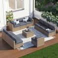 thumbnail image 6 of Clouddwell 11 Piece Patio Furniture Set Wicker Rattan Patio Conversation Set Outdoor Sectional Sofa Set with Coffee Table and Gray Cushions(Waterproof Cover Included), 6 of 6