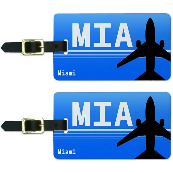 Miami FL International (MIA) Airport Code Luggage Suitcase ID Tags, Set of 2