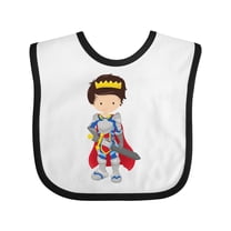 Inktastic Prince, King, Knight, Sword, Crown, Brown Hair Boys Baby Bib