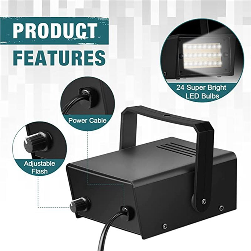 4 Pieces Strobe Party Lights, Bright LED Strobe Lights Mini Party Lights Adjustable Flash Speed Control Party Stage