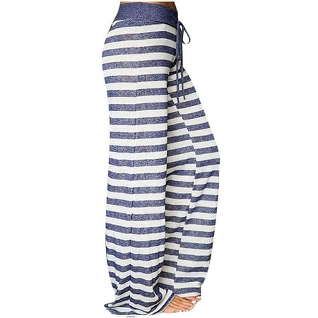 

Summer Savings Clearance 2022! Women s Comfy Casual Pajama Floral Print Drawstring Lounge Wide Leg Pants Ladies Striped Print Casual Loose High Waist Wide Leg Yoga Drawstring Pants