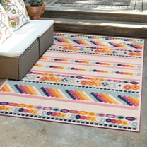 Unique Loom Aruba Outdoor Collection Area Rug - Savaneta (7' x 10' Rectangle Pink/Ivory)