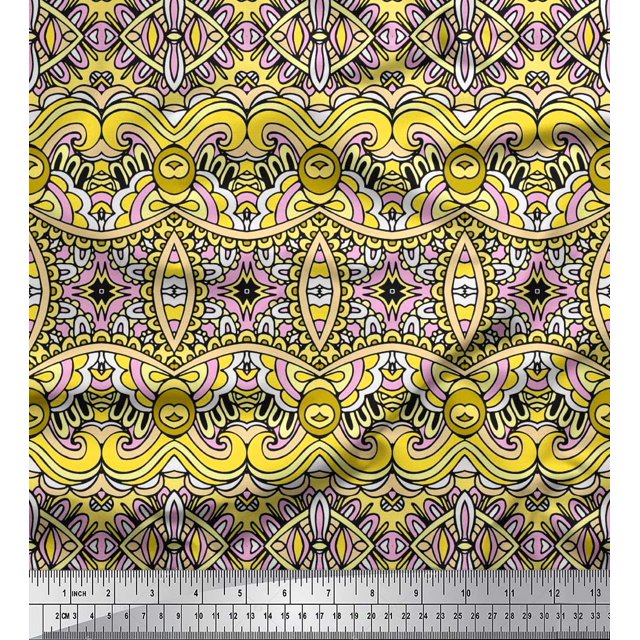 Soimoi Rayon Fabric Geometric & Paisley Decorative Decor Fabric Printed Yard 42 Inch Wide
