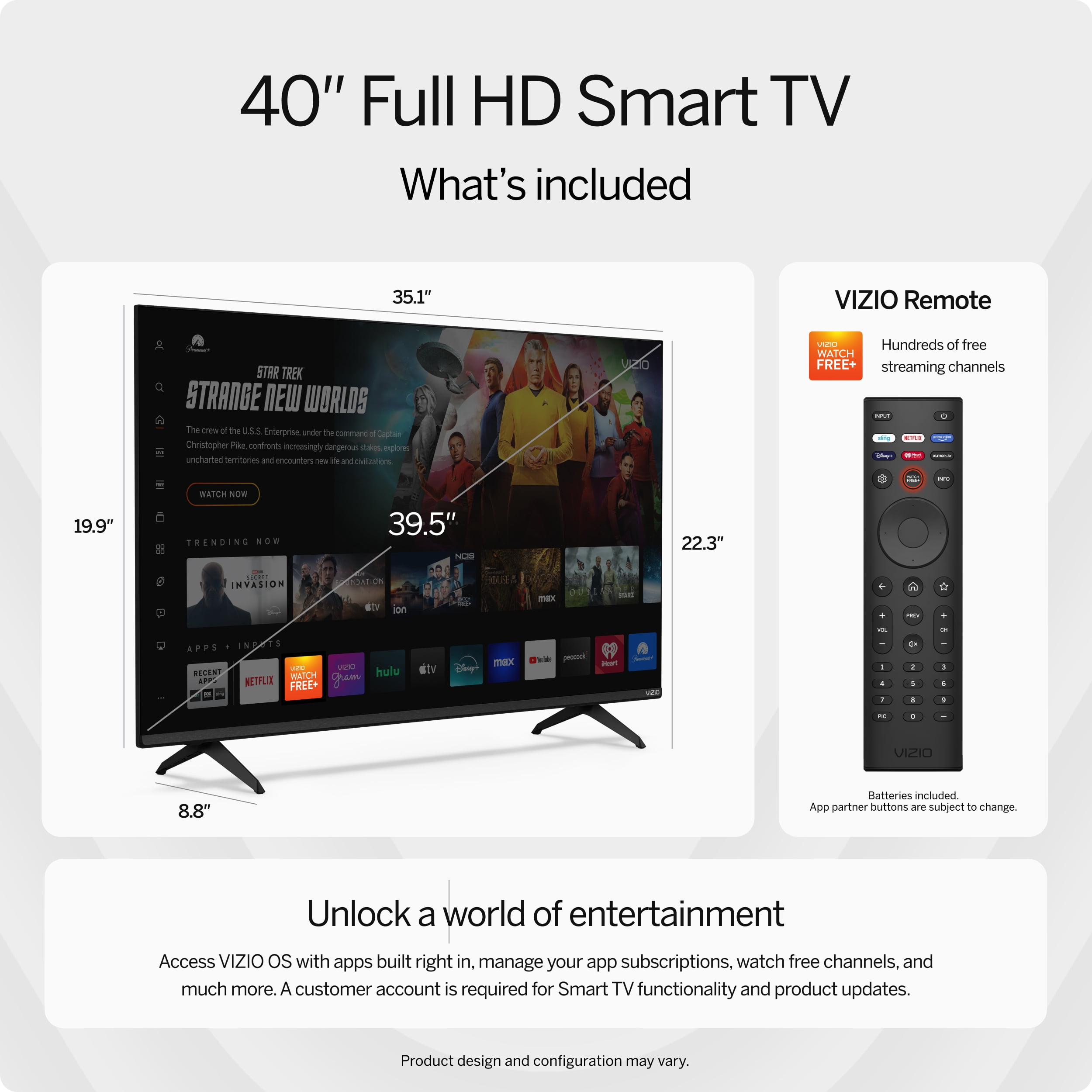 VIZIO 40" Class Full HD 1080p LED Smart TV (VFD40M-08)