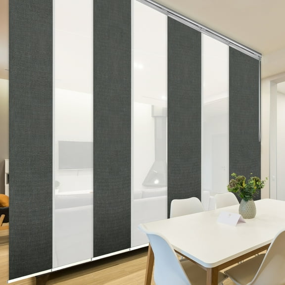Domovina 7 Panel Track Vertical Blinds, Adjustable 110-153"W x 91.4"H - KalynaAdelaide