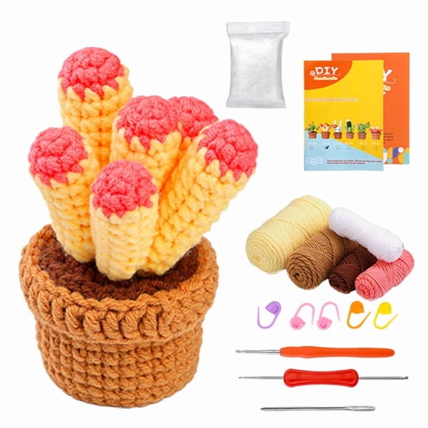 Kits de plantas de crochet para hacer tú mismo con aguja de crochet, hilos y aguja