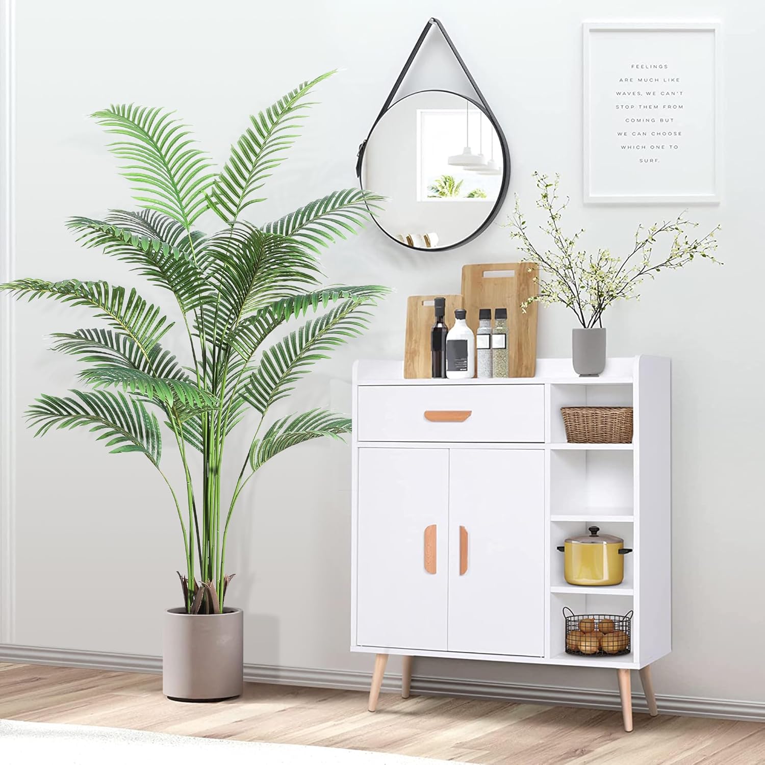 6 Ft Large Artificial Plants, 2PCS Fake Palm Tree, Fake Faux Tropical Palm Silk Plant with 15 Trunks Paradise Palm Floor House Plant in Pot Indoor Home Office Garden Decoration