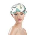thumbnail image 3 of Disketp Music Lover Dinosaur Shower Caps,Reusable Shower Cap For Women, Double Layer Waterproof Hair Cap, Large Size For All Hair Lengths,For Girls Spa Home Salon Use, 3 of 9