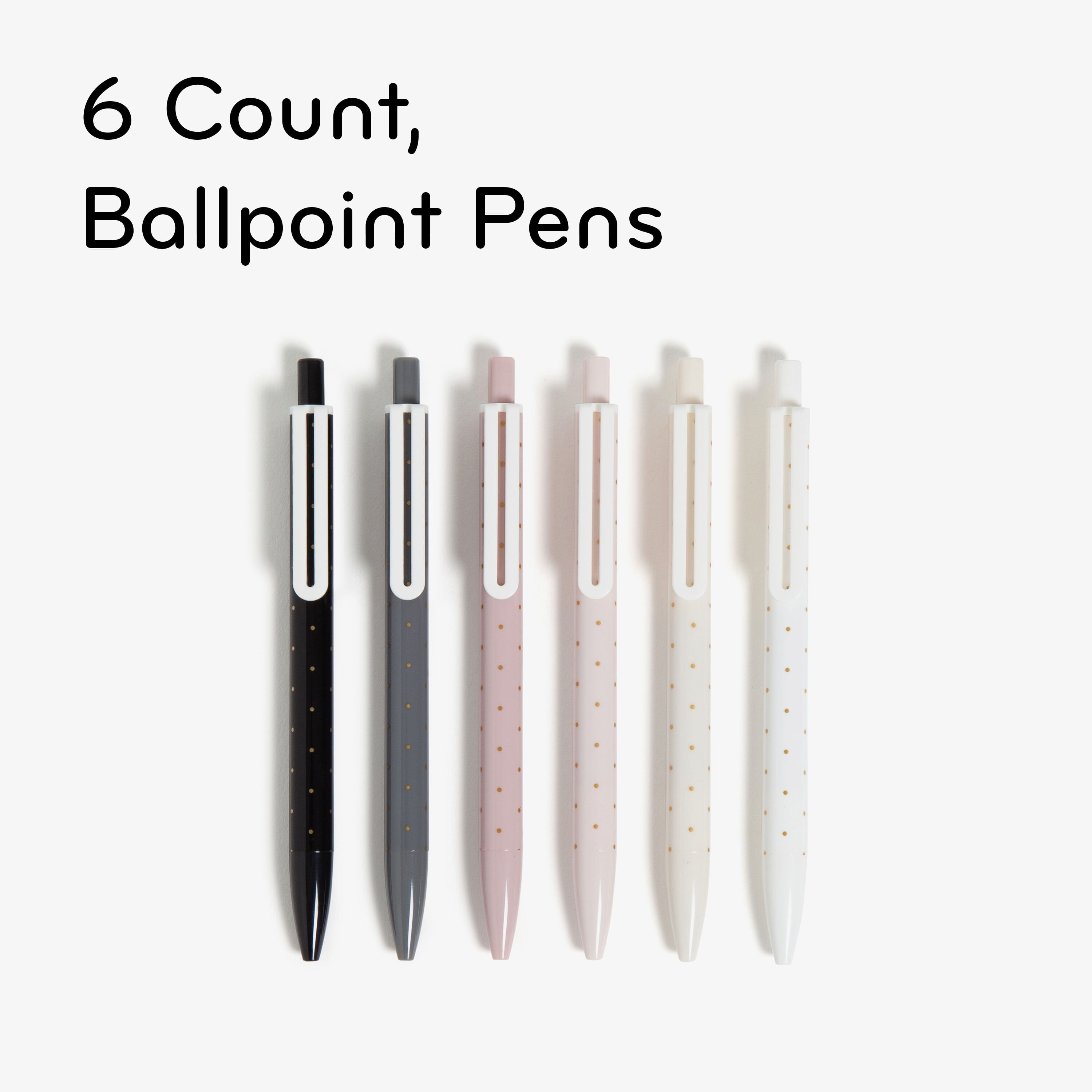 U Brands Laguna Ballpoint Pens, 6 Count, Foil Dots ,  Bold (1.0mm) Point, Black Ink