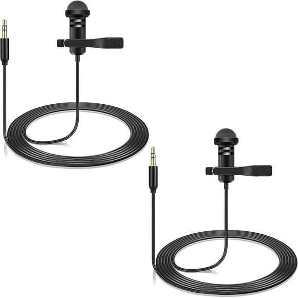 wqlpp-2-Pack Lavalier Lapel Microphone Compatible with Rode Wireless GO 2 / II & DJI Mic Bodypack Transmitters - Omnidirectional Lav Wearable Mic for Vlog Interview Streaming Lectures Broadcasters