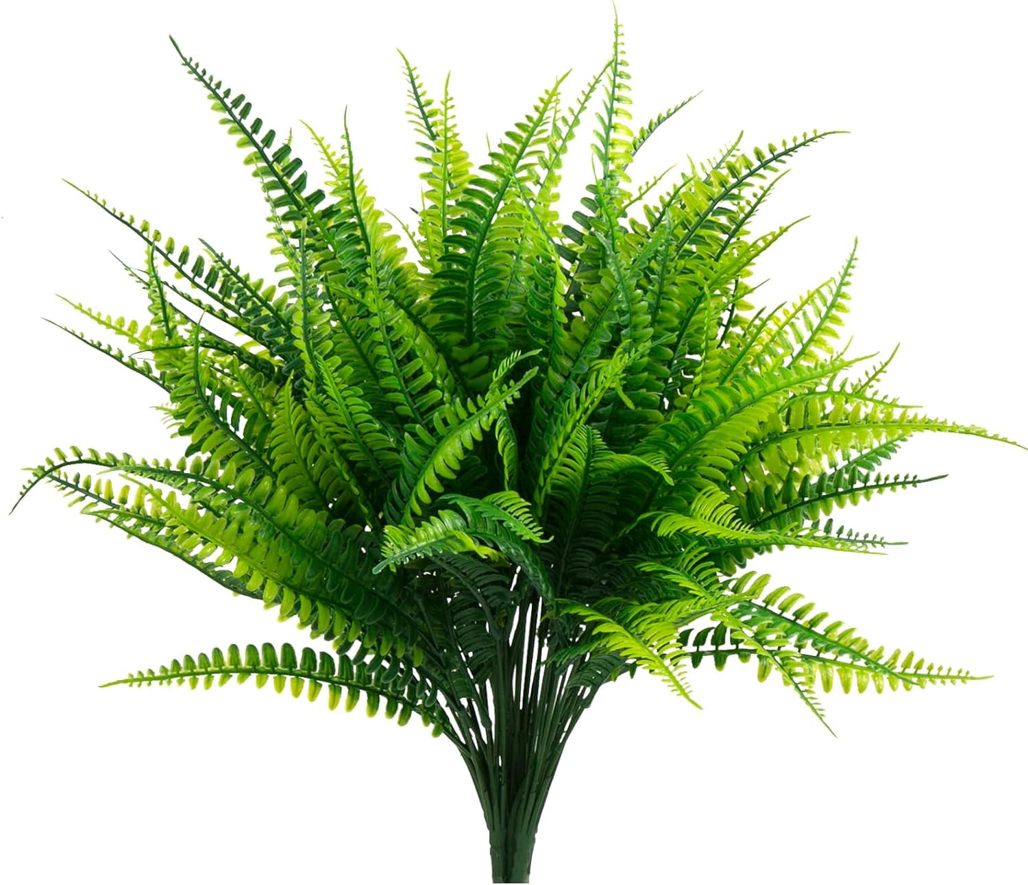 Artificial Ferns for Outdoors Fake Boston Fern Greenery Plants UV Resistant No Fade Faux Plastic Plants Shrubs for Garden Front Porch Window Box Outdoor Decoration