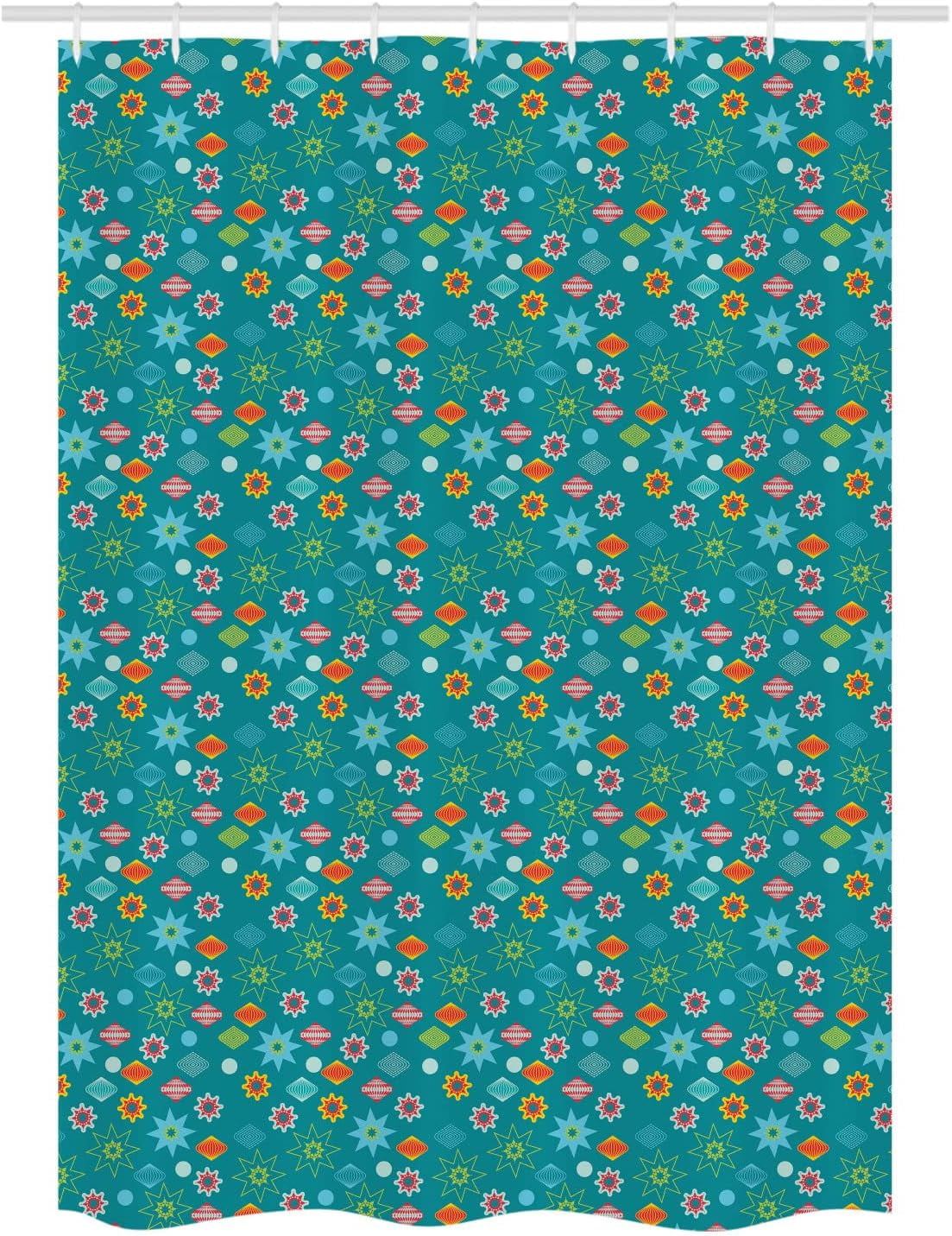 JOOCAR Christmas Stall Shower Curtain, Colorful Ornamental Elements and