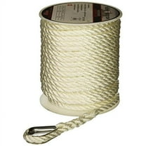 Extreme Max 1-2X100 WHITE TN 0.5 in.x 100 ft. BoatTector Twisted Nylon Anchor Line with Thimble