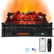 Costway 26” WiFi Infrared Quartz Electric Fireplace Insert Logs Heater with Lemonwood Logs