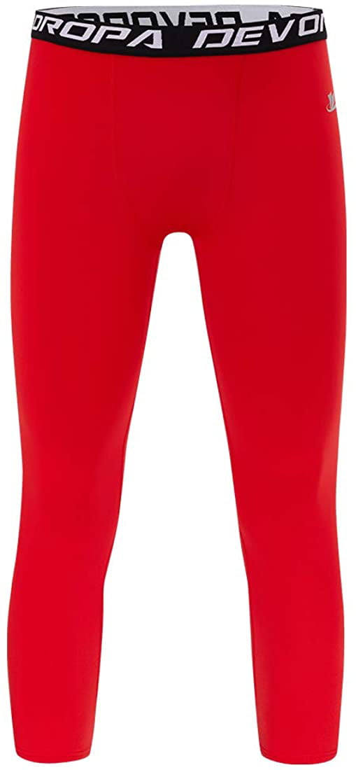 DEVOROPA Boys Leggings Quick Dry Youth Compression Pants Sports Tights Basketball Base Layer 