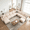 Beige, variant on 122.8" Modern Oversized L-Shaped Linen Modular Sectional Sofa, 6-Seater Corner Couch with Storage Ottoman and USB Ports for Living Room