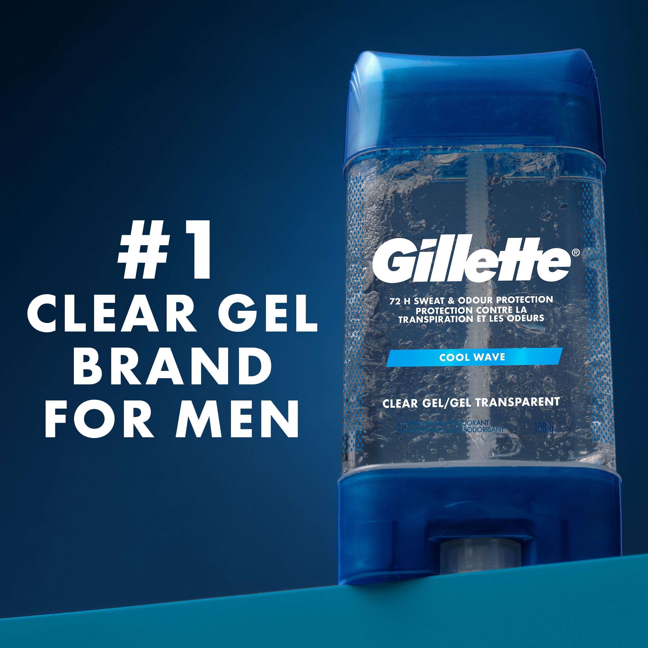 Gillette Antiperspirant and Deodorant for Men, Clear Gel, Cool Wave, 108g
