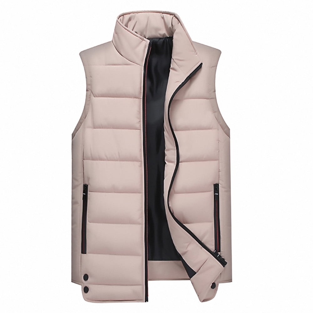 TUSANG Mens Sleeveless Autumn Winter Coat Padded Cotton Vest Warm Hooded Thick Vest Jacket Top