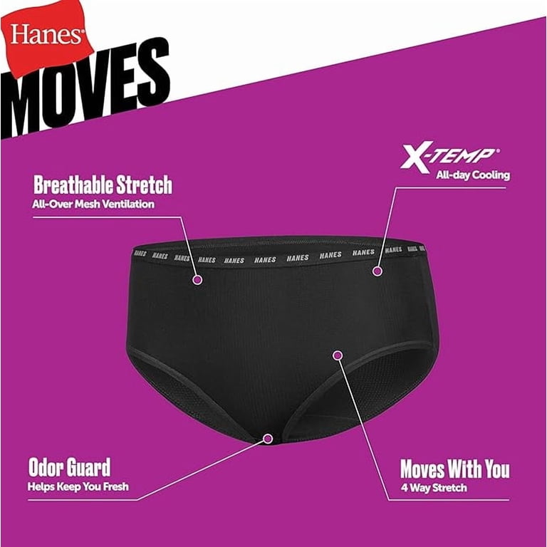 Hanes Girls Moves Breathable Stretch Tween Underwear, Assorted