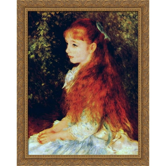 Mlle Irene Cahen d'Anvers 28x34 Large Gold Ornate Wood Framed Canvas Art by Pierre Auguste Renoir