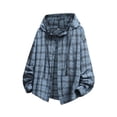 thumbnail image 4 of LEKWK Sun Shirts for Men with Hood UPF 50+ Long Sleeve Button Down Plaid Shirts Lightweight Loose Fit Quick Dry Tops Summer Fishing Hiking Outdoor Outfits, 4 of 5