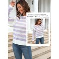 thumbnail image 6 of Xuanfei Women Striped Color Block Eyelet Cutout Ripped Crew Neck Long Sleeve Knit Sweater, 6 of 7