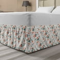 thumbnail image 1 of Floral Bed Skirt, Shabby Blooms Nature Inspired Botanical Beauty Illustration, Elastic Bedskirt Dust Ruffle Wrap Around for Bedding Decor, 4 Sizes, Almond Green Salmon, by Ambesonne, 1 of 2
