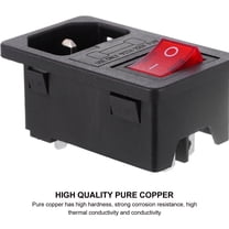 ULTNICE 2in Black Glossy Design Power Socket with Copper Cord Rocker Switch for Desktop Computer Industrial Use 1Pack