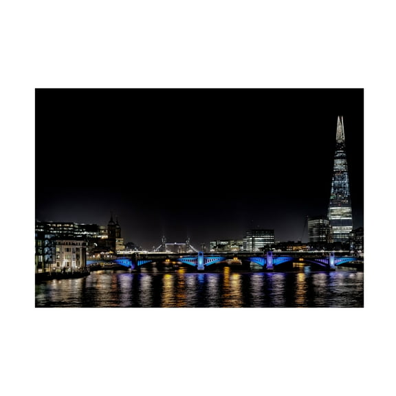 Canvas Wall Art - Kent Burkhardsmeier 'Night Lights' Wall Art for Living Room, Bedroom, or Office Décor by Trademark Fine Art - 19 x 12 Inches