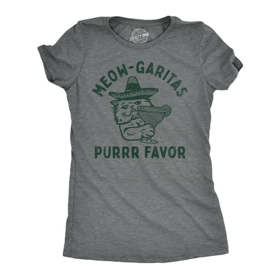 Womens Meow Garitas Purrr Favor T Shirt Funny Kitten Lovers Mixed Cocktail Drinking Joke Tee for Ladies Womens Graphic Tees