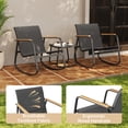thumbnail image 3 of Asofer 3-Piece Patio Furniture Set, Rocking Chair with Soft Cushion and Coffee Table, for Garden, Balcony, Backyard, Black, 3 of 10