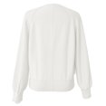 thumbnail image 5 of JGGSPWM Womens Half Button V-Neck Sweater Solid Color Lightweight Fall Long Sleeve Pullover Tops Trendy Cute Crop Sweatshirt White M, 5 of 5