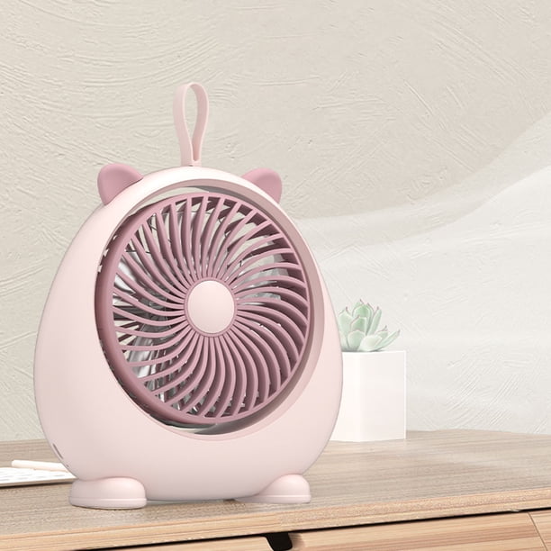 Ventilador de sobremesa recargable USB • Batería de 700mAh • Ángulo ajustable • 3 velocidades • Ventilador portátil de refrigeración para oficina y dormitorio en blanco, rosa o verde