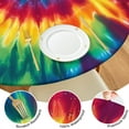 thumbnail image 4 of Colorful Rainbow Tie Dye Spiral Pattern Round Fitted Tablecloth with Elastic Edge,Dining Table Cover Waterproof,Outdoor Round Tablecloth for Camping,Dining,Indoor and Outdoor, 4 of 7