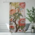 thumbnail image 3 of Chilfamy  Chinese Bird Peony Shower Curtain ,Watercolor Flowers Bathroom Shower Curtain, Waterproof Fabric Shower Curtain with Hooks, 3 of 5