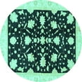 thumbnail image 1 of Ahgly Company Indoor Round Oriental Turquoise Blue Traditional Area Rugs, 7' Round, 1 of 4
