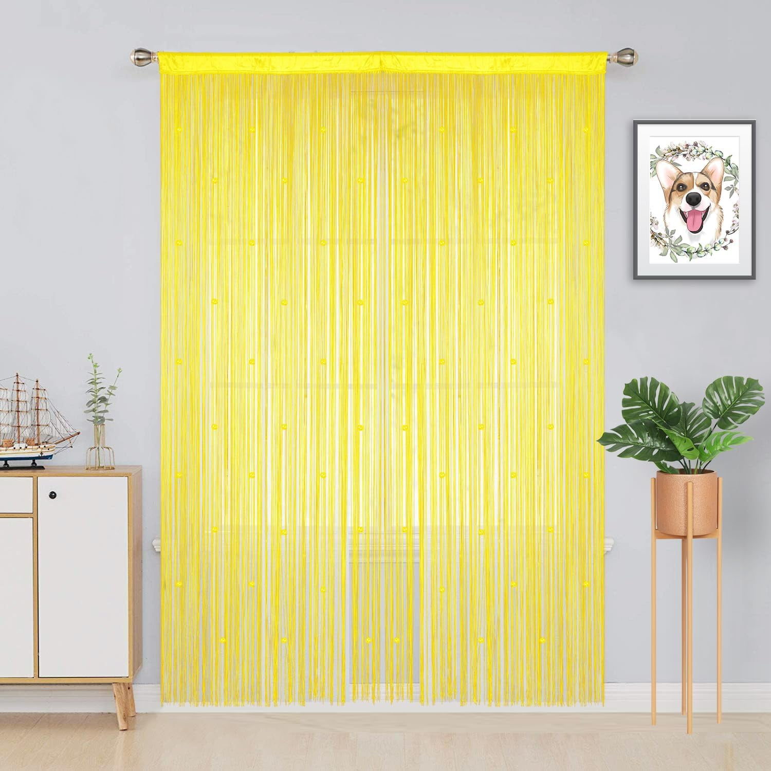 UniVerse Beaded Curtain Beaded Curtains for Doorways Crystals Suitable for Interior Decoration and Partitions Hippy Closet Curtains (Yellow, 39"x79")