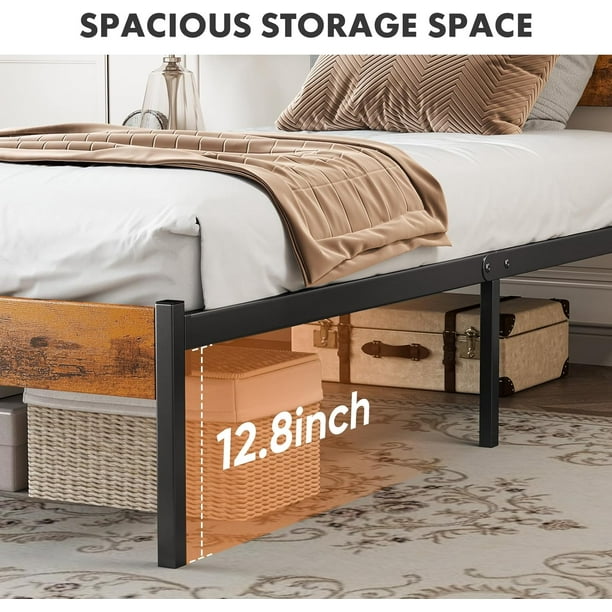 Simenmax Twin Size Bed Frame with Headboard, Mattress Foundation