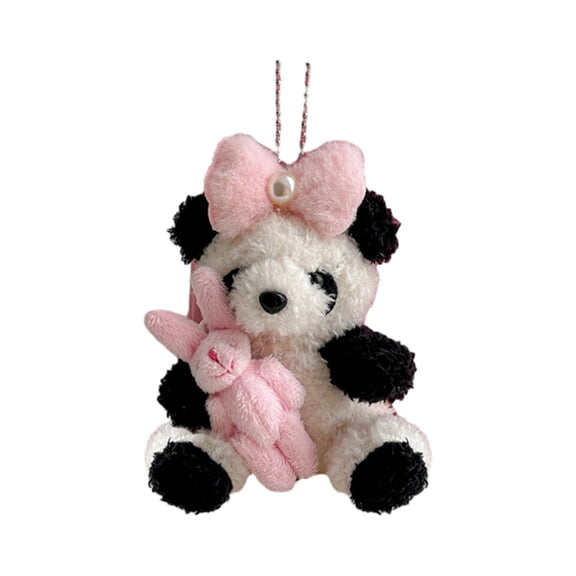 Fogun Plush Panda Charm Keychains Sweet Pendant Car Keyring Phone Decoration Back Clip Fashion Jewelry for Women Girl