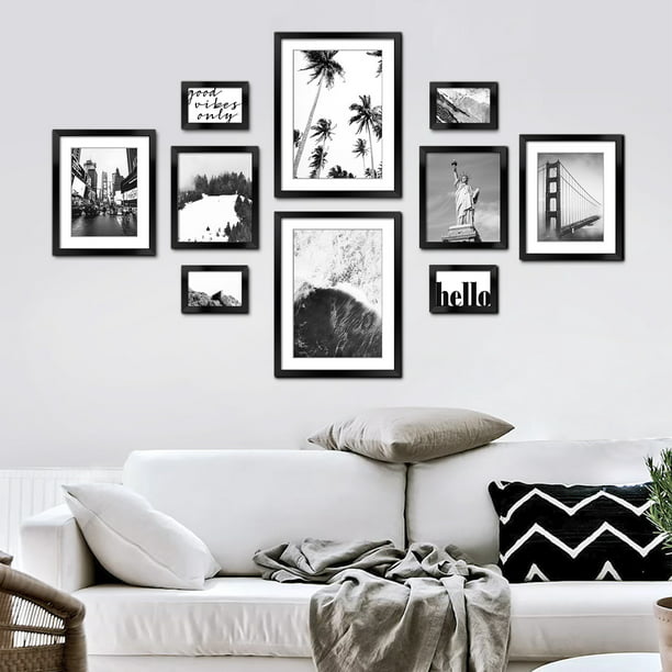 ArtbyHannah 10 Piece Black Gallery Wall Picture Frame Set, Modern ...