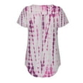 thumbnail image 6 of USSUMA Women's Plus Size Summer Blouses Henley V Neck Button Up Tunic Tops Ruffle Flowy Short Sleeve Tie Dye T Shirts, 6 of 6