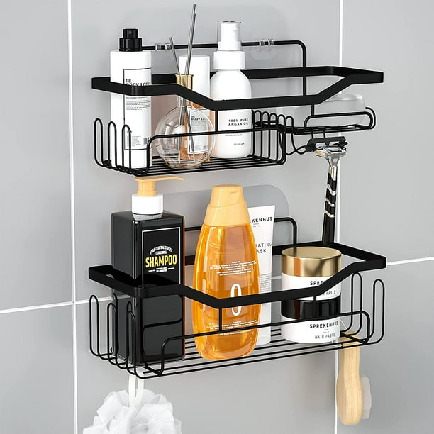 HapiRm Shower Caddy Shelf with 11 Hooks, Shower Rack for Hanging Razor