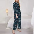 thumbnail image 3 of Goofa Navy Blue Geometric Printed Women’s 2 Piece Pajama Set Super,Pajamas Women's Long Sleeve Sleepwear Soft Button Down Loungewear Pjs Lounge Set Nightwear-XX-Large, 3 of 9