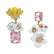 Betsey Johnson Womens Bug & Flower Mismatch Drop Earrings C80